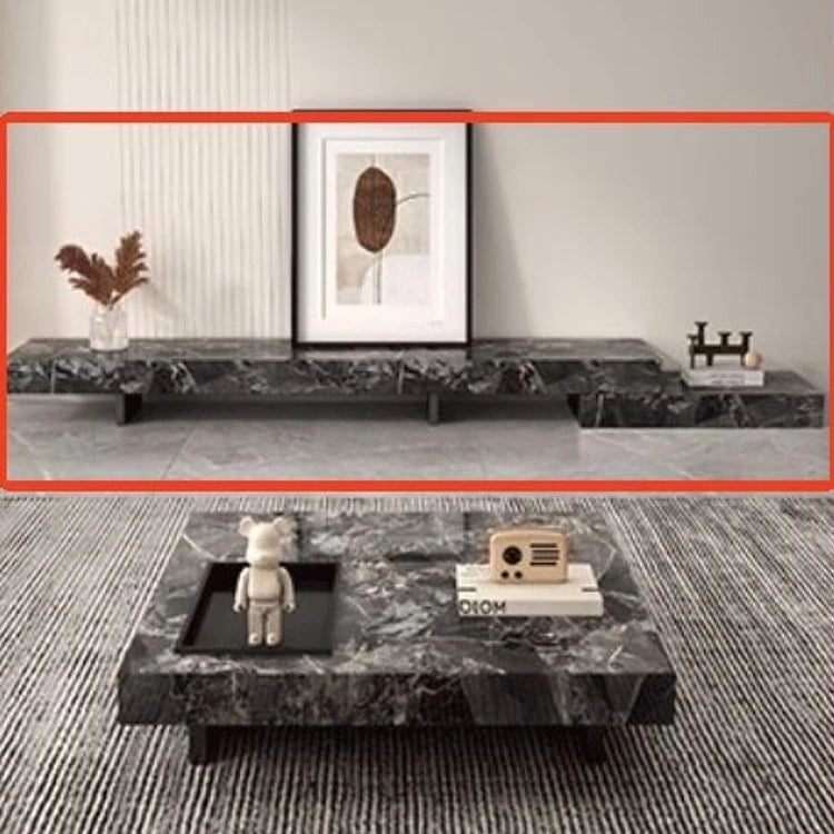 Modern Ceramic Sintered Stone TV Cabinet - Elegant Multi-layer Board Entertainment Unit for Stylish Living Rooms fplk-5025