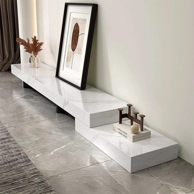 Modern Ceramic Sintered Stone TV Cabinet - Elegant Multi-layer Board Entertainment Unit for Stylish Living Rooms fplk-5025