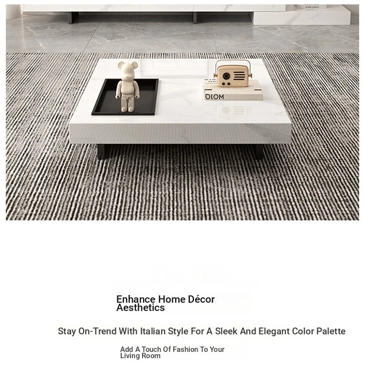 Modern Ceramic Sintered Stone TV Cabinet - Elegant Multi-layer Board Entertainment Unit for Stylish Living Rooms fplk-5025