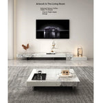 Modern Ceramic Sintered Stone TV Cabinet - Elegant Multi-layer Board Entertainment Unit for Stylish Living Rooms fplk-5025