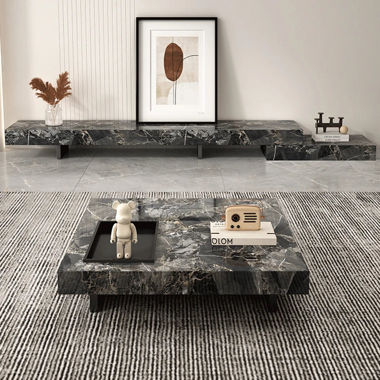 Modern Ceramic Sintered Stone TV Cabinet - Elegant Multi-layer Board Entertainment Unit for Stylish Living Rooms fplk-5025