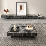 Modern Ceramic Sintered Stone TV Cabinet - Elegant Multi-layer Board Entertainment Unit for Stylish Living Rooms fplk-5025