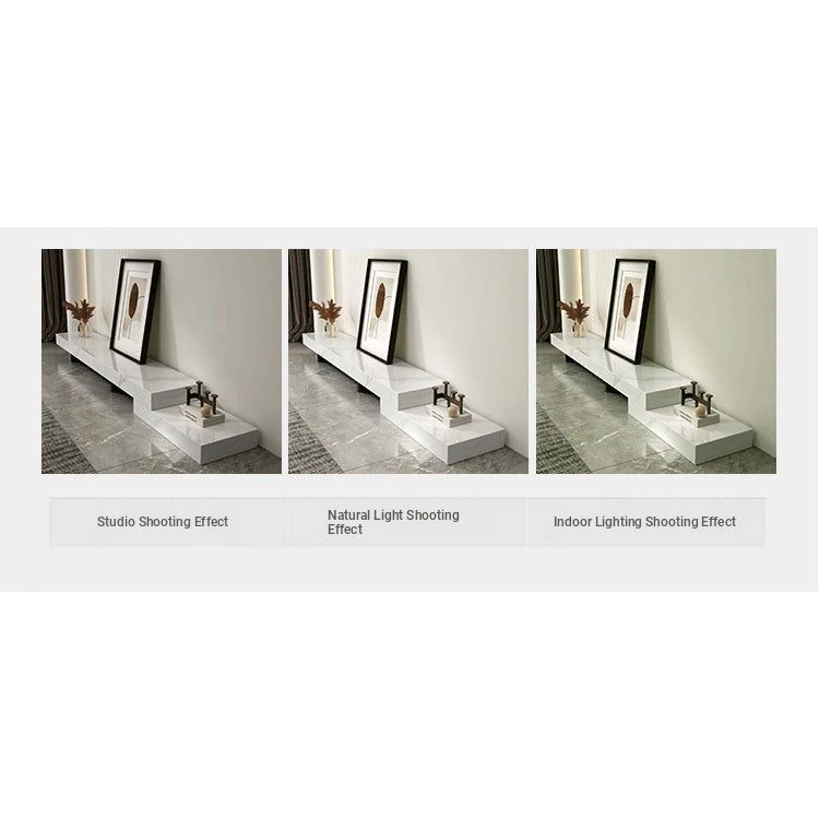 Modern Ceramic Sintered Stone TV Cabinet - Elegant Multi-layer Board Entertainment Unit for Stylish Living Rooms fplk-5025