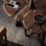 Elegant Black Walnut Wood Tea Table Set with Stainless Steel Accents - Modern Design for Stylish Living Rooms fplk-5026