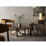 Elegant Black Walnut Wood Tea Table Set with Stainless Steel Accents - Modern Design for Stylish Living Rooms fplk-5026