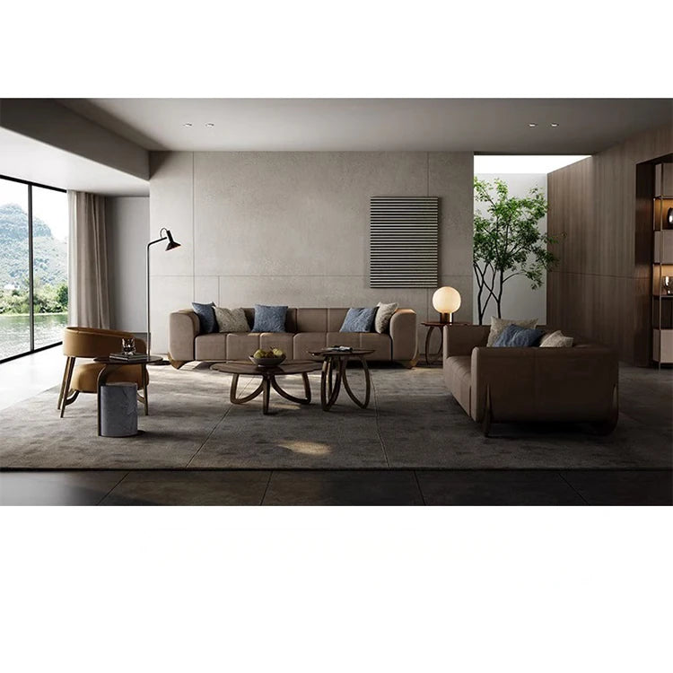Elegant Black Walnut Wood Tea Table Set with Stainless Steel Accents - Modern Design for Stylish Living Rooms fplk-5026