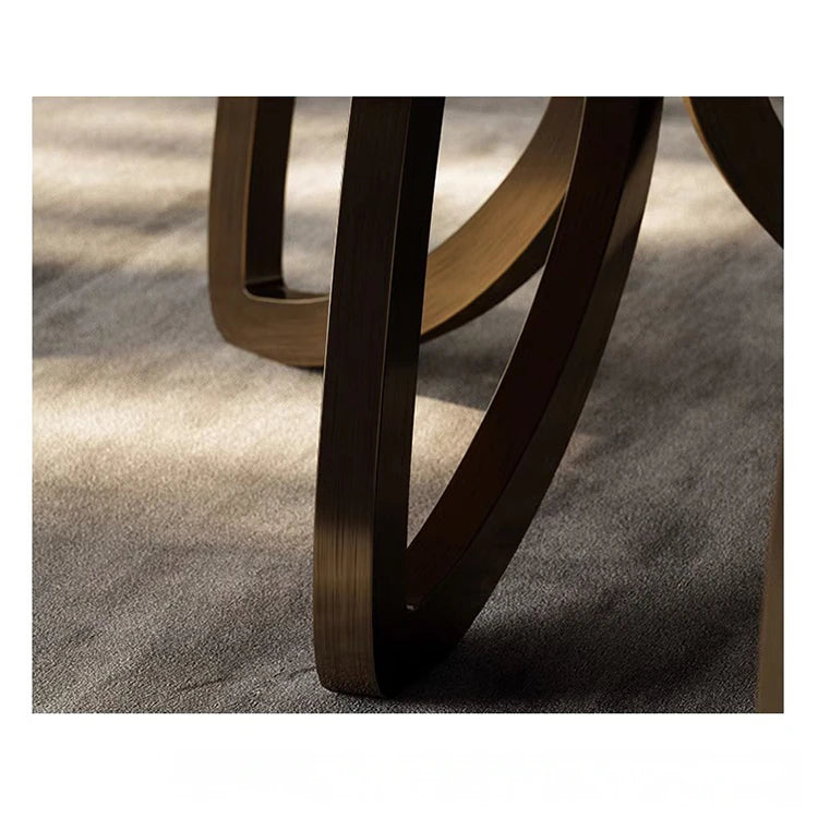 Elegant Black Walnut Wood Tea Table Set with Stainless Steel Accents - Modern Design for Stylish Living Rooms fplk-5026