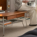 Elegant Boxwood Beech Coffee Table with Modern Metal Frame – Stylish Living Room Centerpiece fpmxm-2779