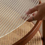 Cherry Wood & Rattan Coffee Table with Tempered Glass Top - Elegant Living Room Accent fpmxm-2780