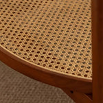 Cherry Wood & Rattan Coffee Table with Tempered Glass Top - Elegant Living Room Accent fpmxm-2780