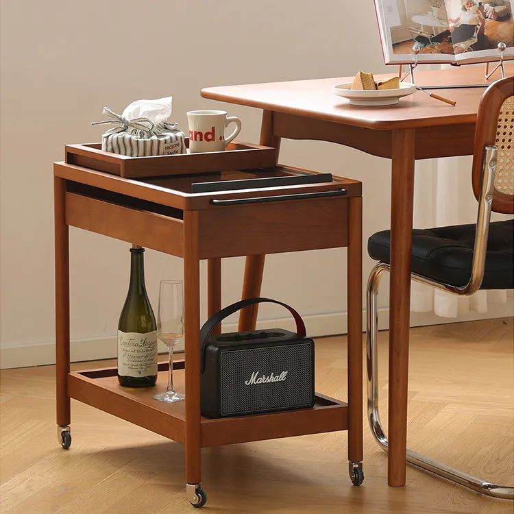 Elegant Boxwood Glass Rolling Cart for Stylish Home Décor fpmxm-2783