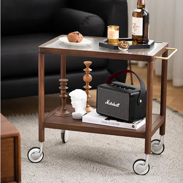 Elegant Boxwood Glass Rolling Cart for Stylish Home Décor fpmxm-2783