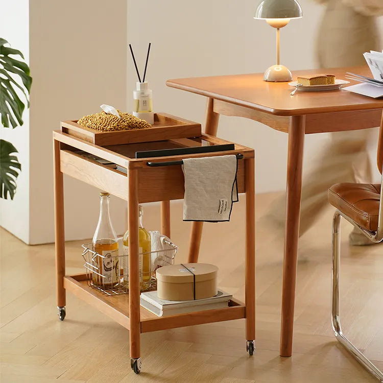 Elegant Boxwood Glass Rolling Cart for Stylish Home Décor fpmxm-2783