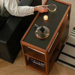 Elegant Boxwood Cherry Wood Marble Bedside Cart with Drawers fpmxm-2784