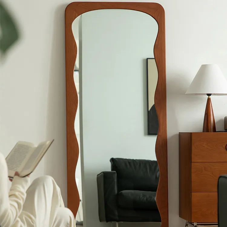 Elegant Boxwood Glass Mirror with Modern Curved Design - Enhance Your Space Today! fpmxm-2788