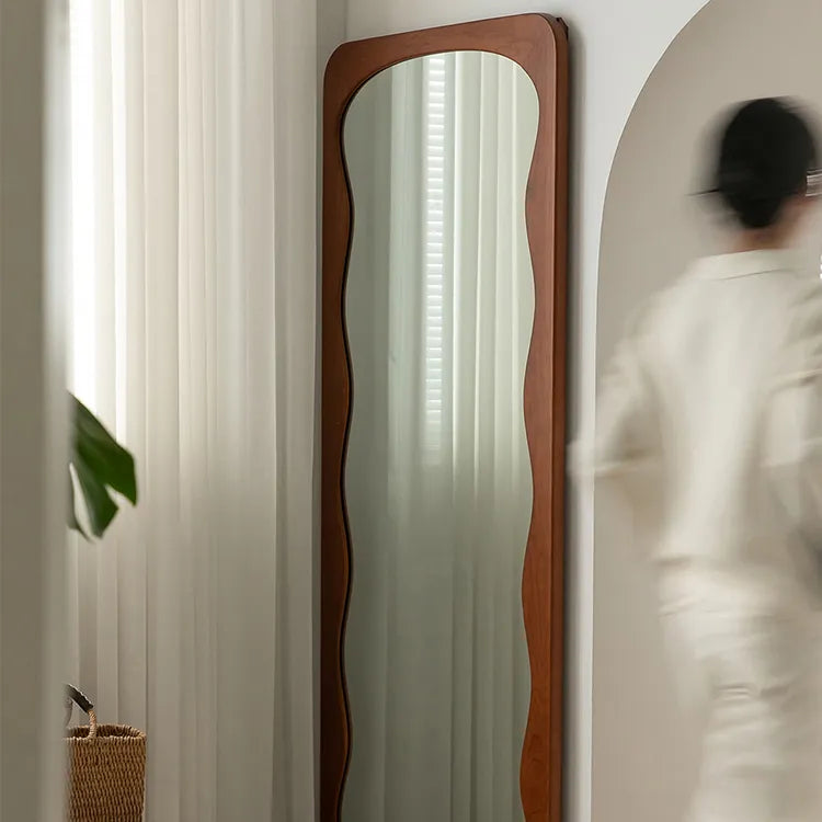 Elegant Boxwood Glass Mirror with Modern Curved Design - Enhance Your Space Today! fpmxm-2788