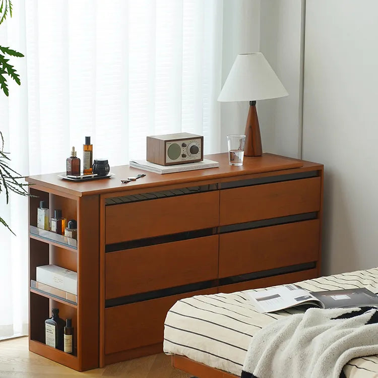 Elegant Cherry Wood Makeup Vanity with Beech Glass Details - Perfect for Your Bedroom Décor fpmxm-2791