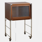 Stylish Boxwood and Glass Cabinet on Wheels - Perfect for Home Organization fpmxm-2792