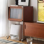Stylish Boxwood and Glass Cabinet on Wheels - Perfect for Home Organization fpmxm-2792