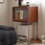 Stylish Boxwood and Glass Cabinet on Wheels - Perfect for Home Organization fpmxm-2792