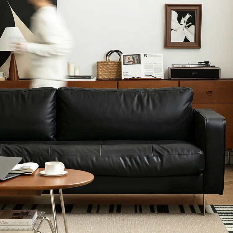 Elegant Black Sofa - Luxurious Jute Goose Down Leathaire for Ultimate Comfort fpmxm-2800