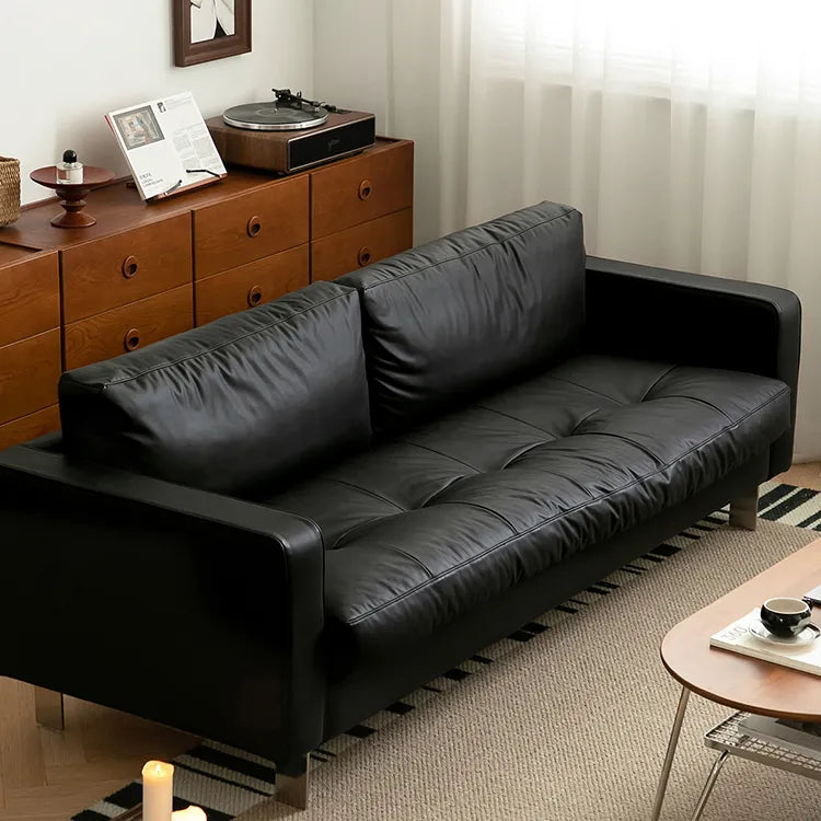 Elegant Black Sofa - Luxurious Jute Goose Down Leathaire for Ultimate Comfort fpmxm-2800