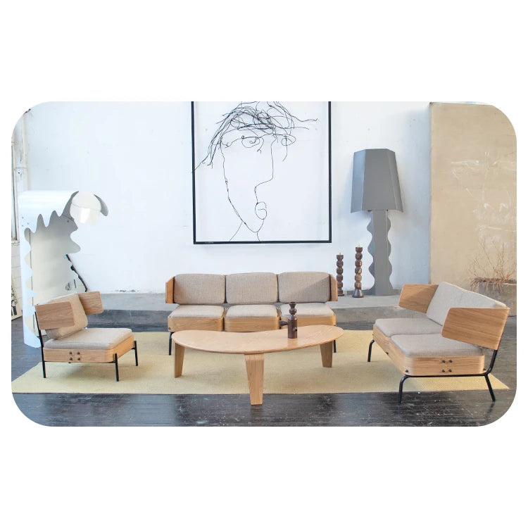 Stylish Multi-Layer Board Sofa with PU Leather and Cotton-Ramie Upholstery - Modern Comfort for Your Space fqr-5114