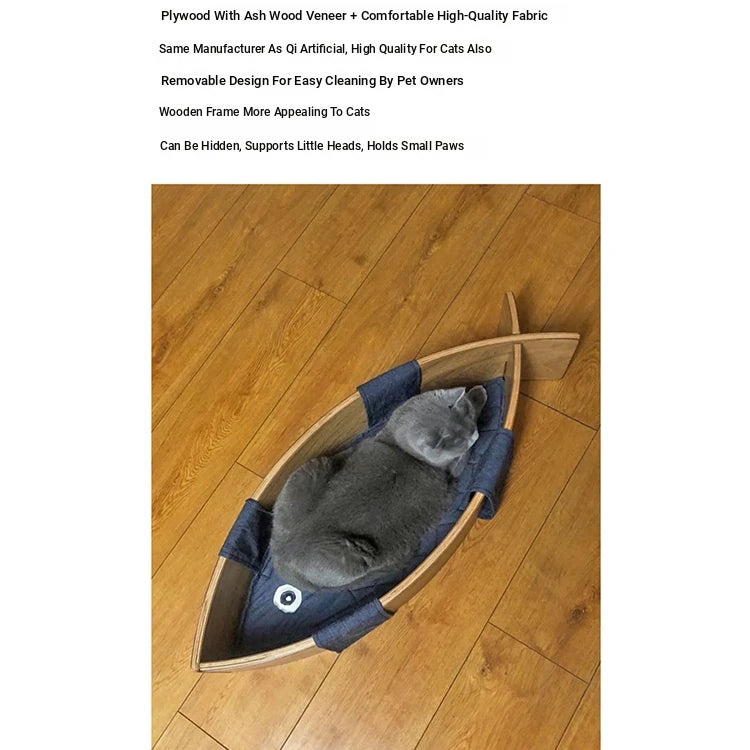 Cozy Cat Bed in Unique Fish Design - Multi-Layer Board Cotton-Ramie Pet Mattress for Ultimate Comfort fqr-5122