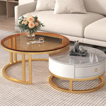 Stylish Sintered Stone & Metal Tea Table - White, Black, Gray & Brown Finishes frg-495