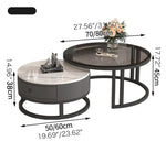 Stylish Sintered Stone & Metal Tea Table - White, Black, Gray & Brown Finishes frg-495