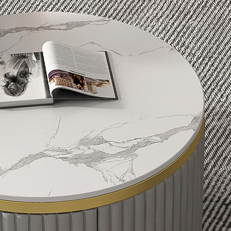 Stylish Sintered Stone Tea Table with White, Brown, and Gray Highlights - Perfect for Modern Living Rooms frg-496