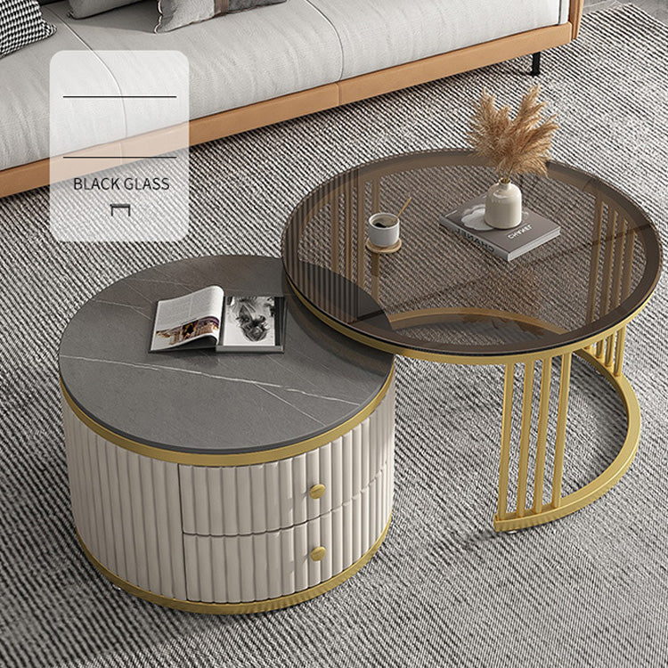 Stylish Sintered Stone Tea Table with White, Brown, and Gray Highlights - Perfect for Modern Living Rooms frg-496