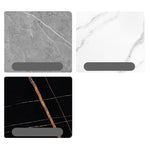 Modern Chic White & Gray Sintered Stone Tea Table with Metal and Synthetic Leather Accents frg-498