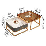 Stylish Mixed-Material Tea Table with Sintered Stone Top and Synthetic Leather Storage frg-499