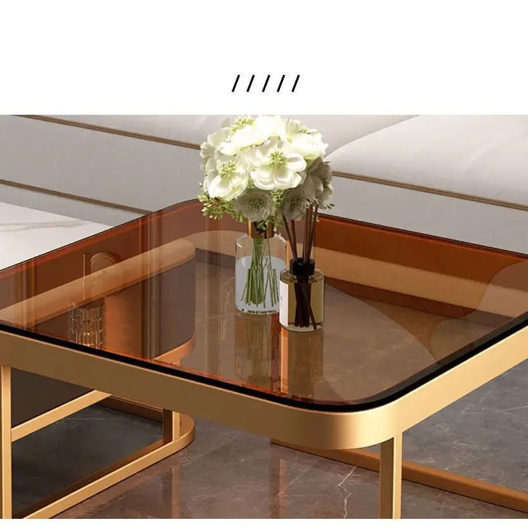 Stylish Mixed-Material Tea Table with Sintered Stone Top and Synthetic Leather Storage frg-499