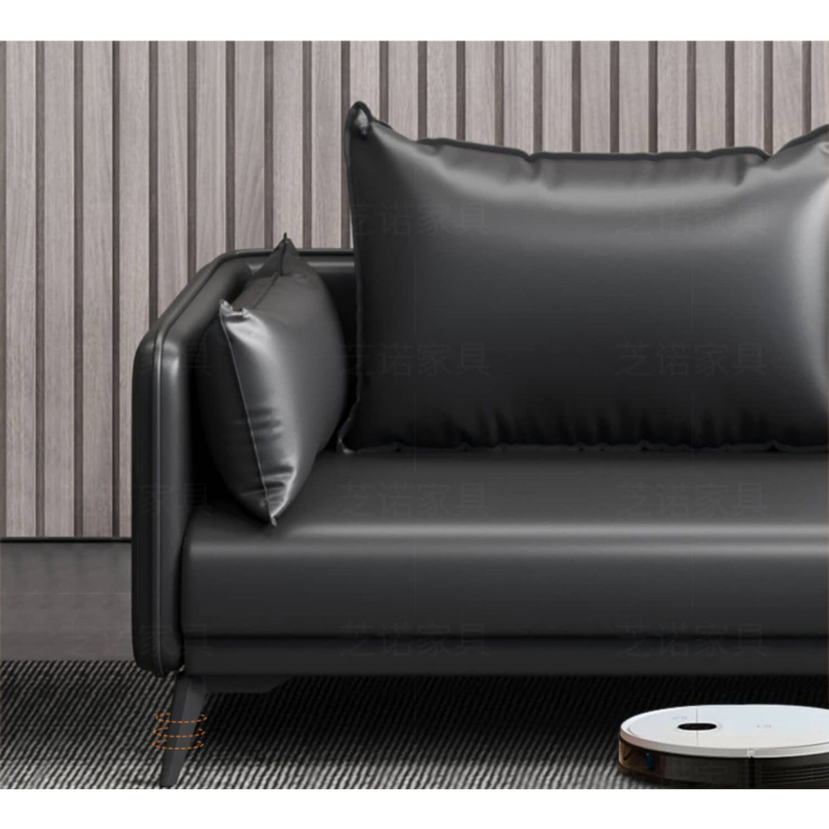 Elegant Orange and Gray Sofa - Black Solid Wood Frame with Durable Faux Leather Finish fsj-1032