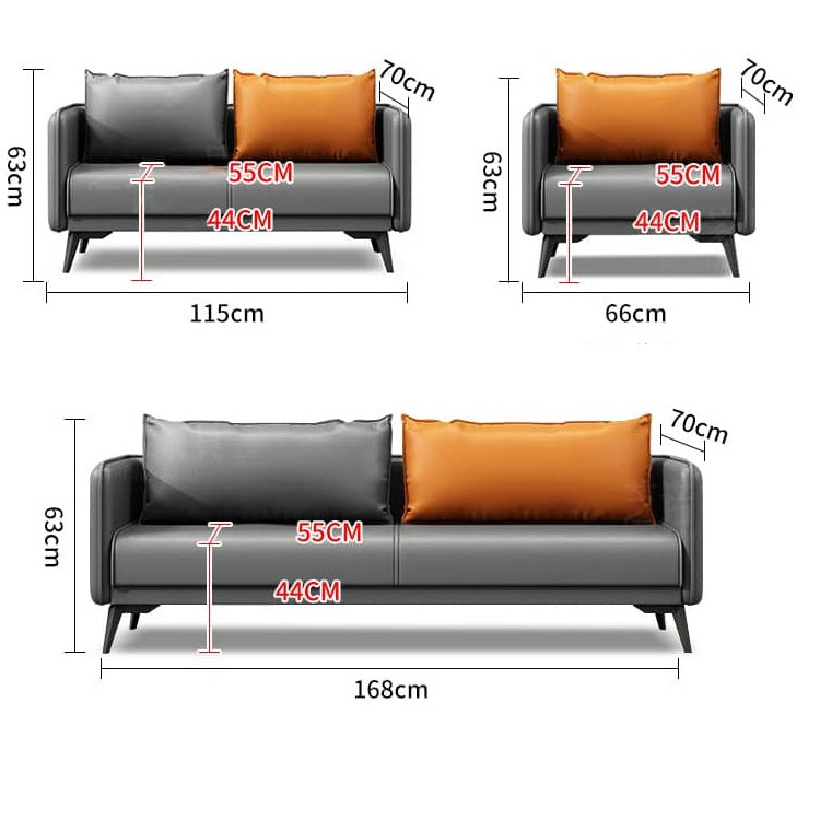 Modern Stylish Sofa - Orange, Gray, Black Faux Leather with Solid Wood Frame fsj-1033