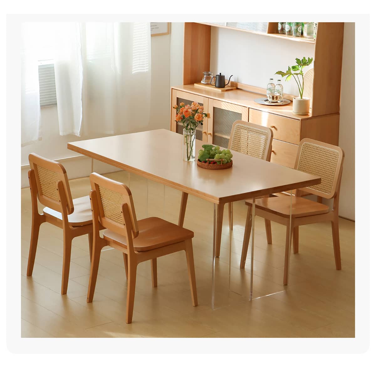 Elegant Natural Beech Wood Table - Perfect for Modern Homes fslmz-1078