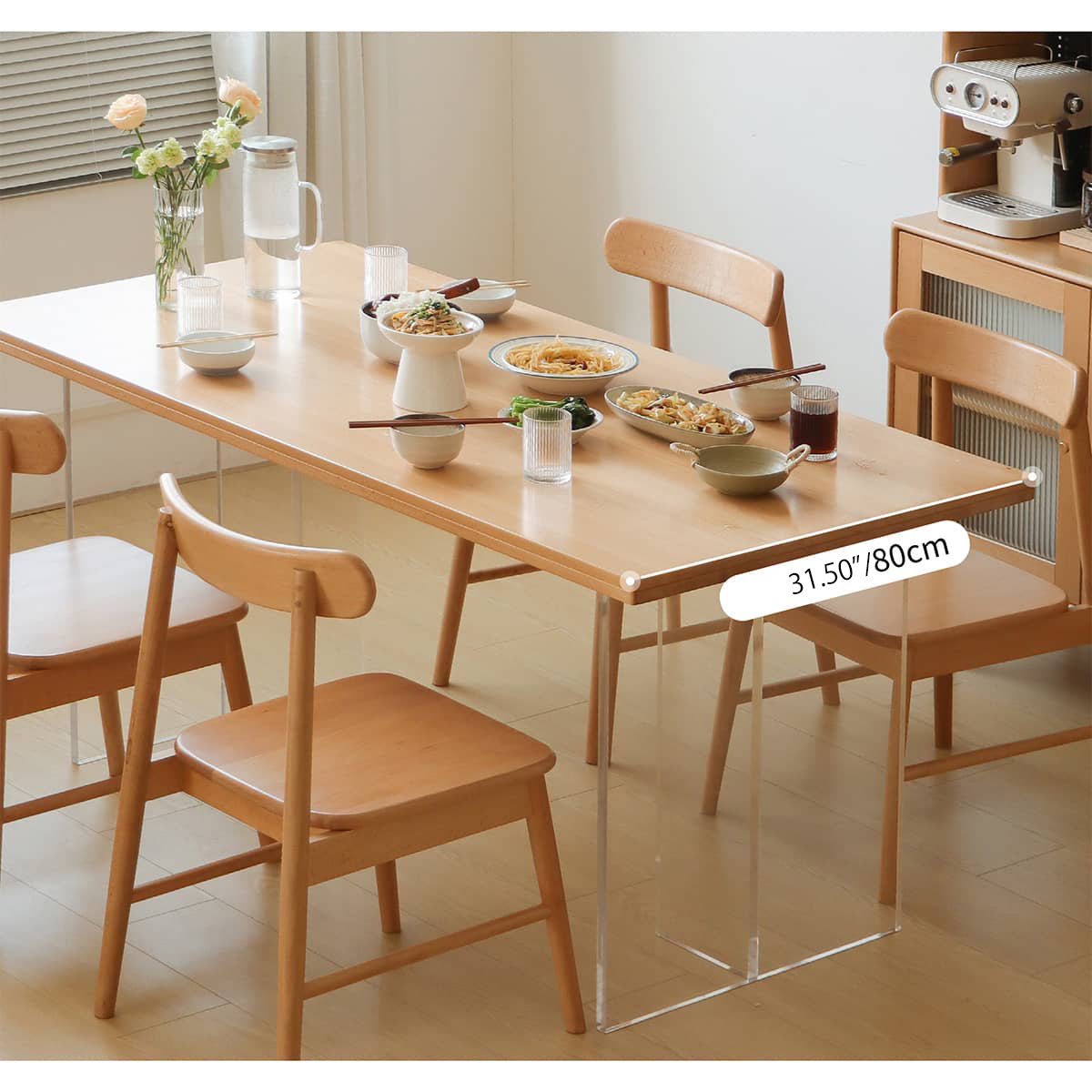 Elegant Natural Beech Wood Table - Perfect for Modern Homes fslmz-1078