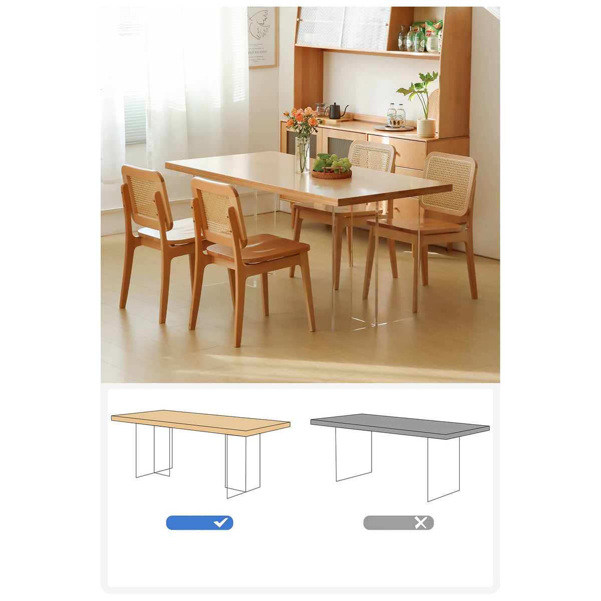 Elegant Natural Beech Wood Table - Perfect for Modern Homes fslmz-1078