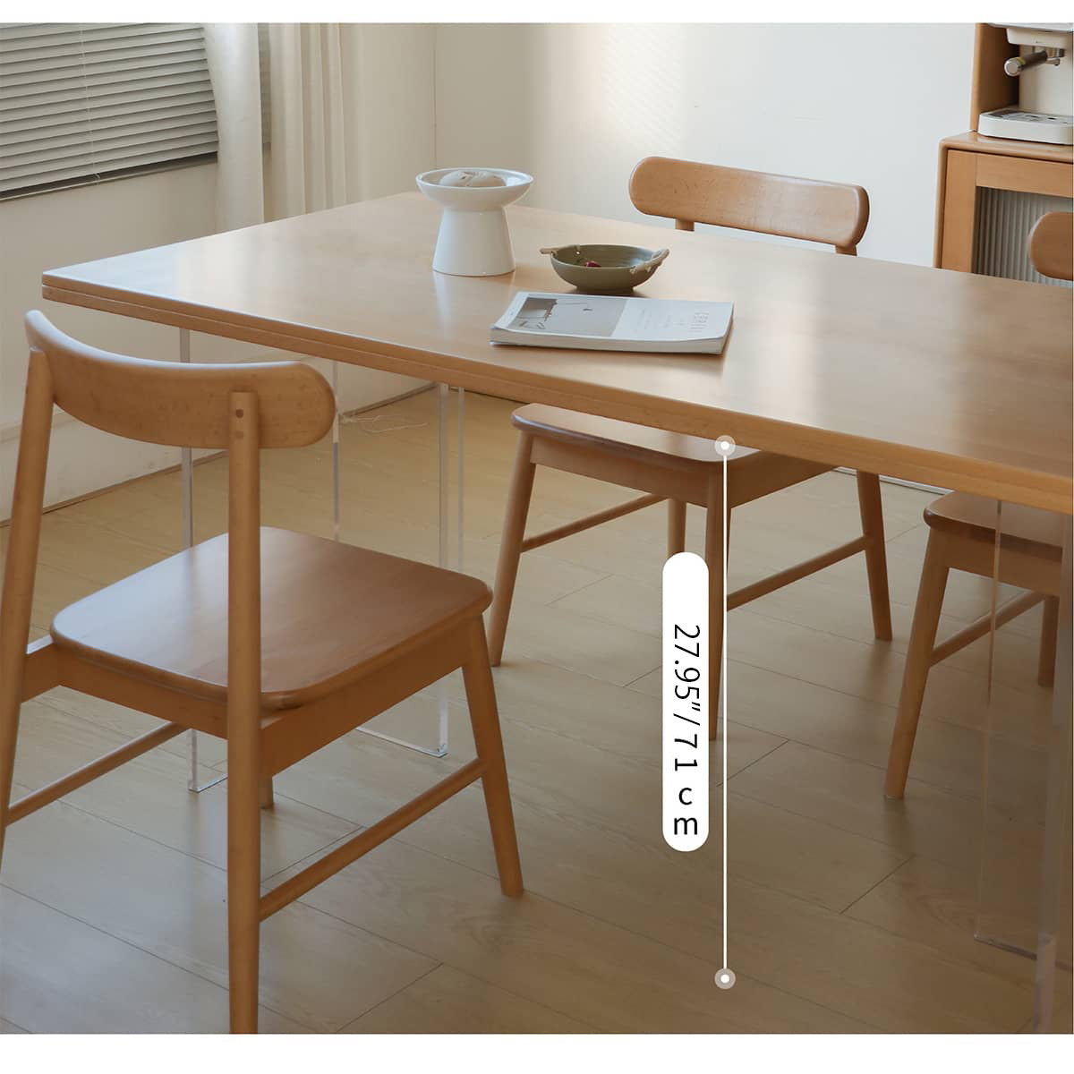 Elegant Natural Beech Wood Table - Perfect for Modern Homes fslmz-1078