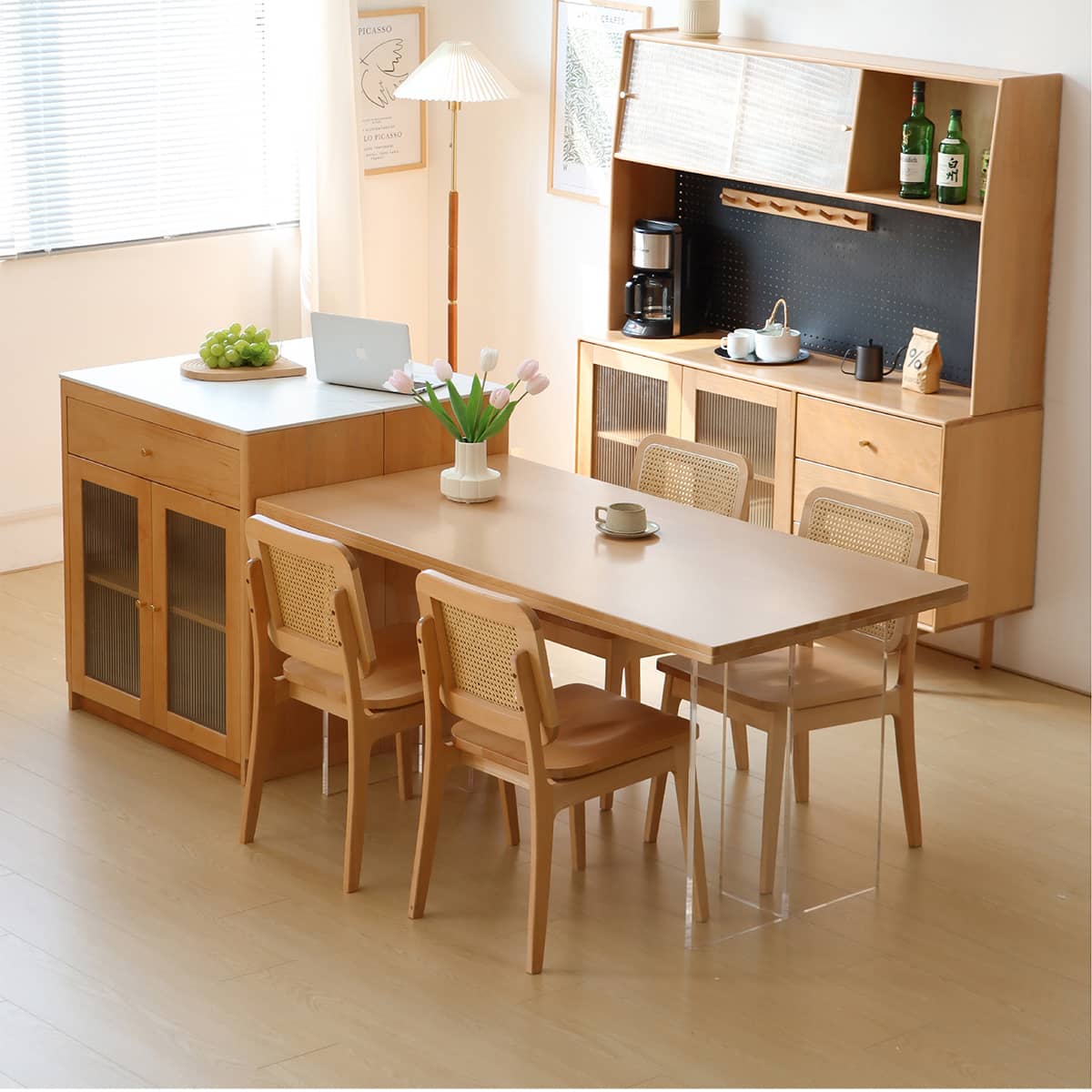 Elegant Natural Beech Wood Table - Perfect for Modern Homes fslmz-1078