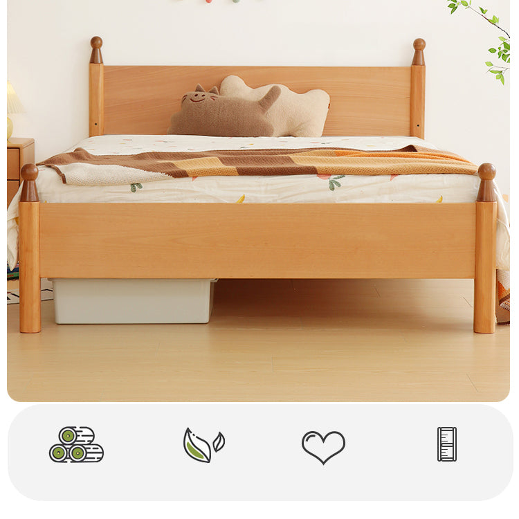 Premium Natural Beech and Pine Wood Bed - Stylish & Durable Design fslmz-1082