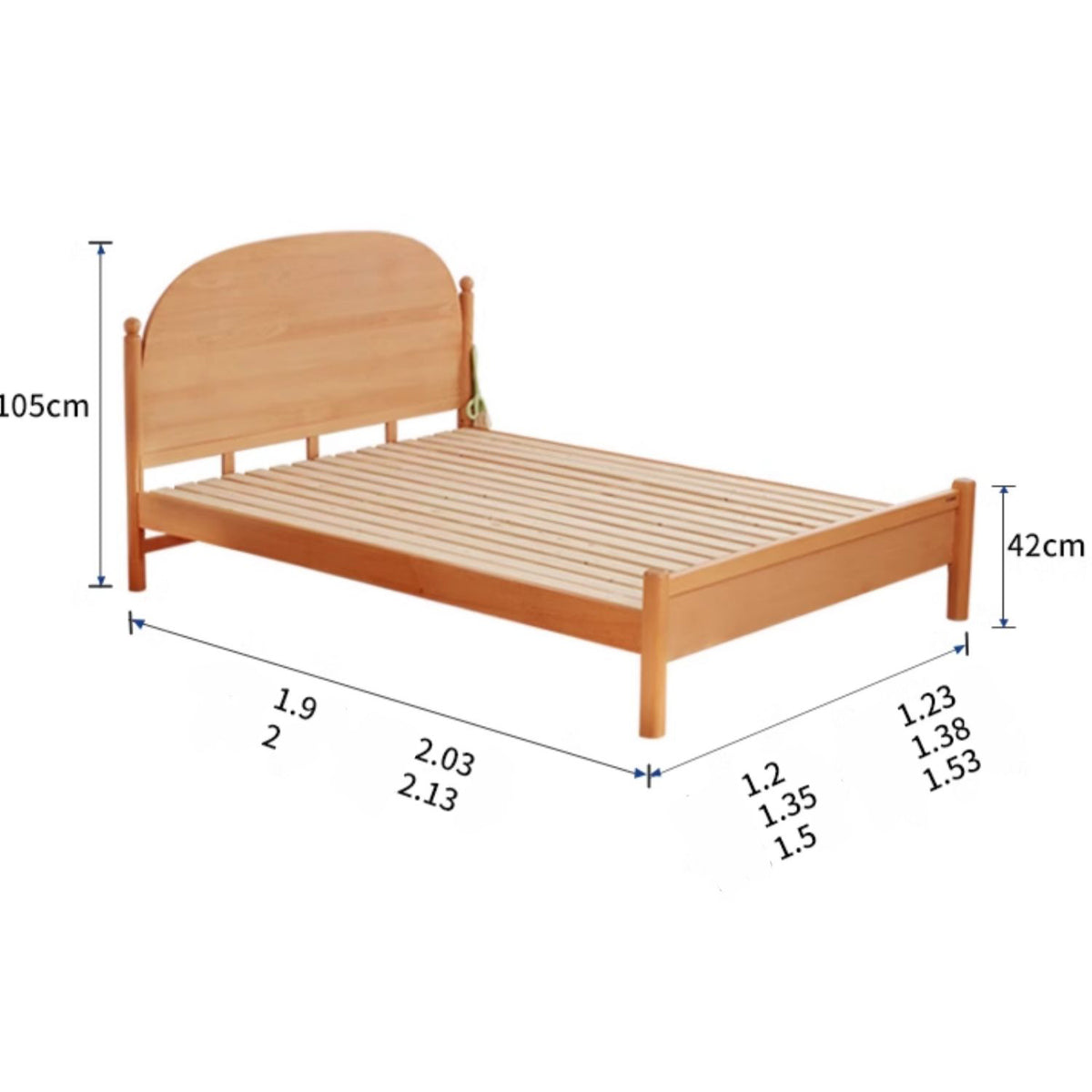 Elegant Bed Frame in Natural Beech and Pine Wood - Durable and Stylish fslmz-1084