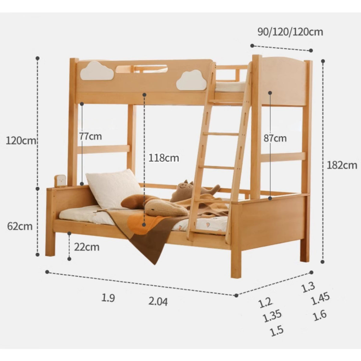 Luxurious Beech, Cedar, and Pine Wood Bed - Premium Quality and Elegant Design fslmz-1086