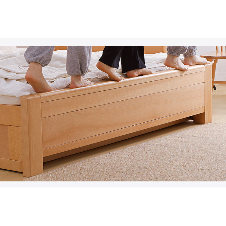 Natural Beech, Pine, and Rubber Wood Bed Frame for Durable Comfort fslmz-1091