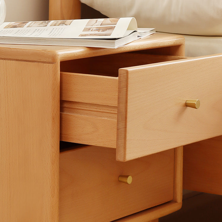 Stylish Natural Beech & Rubber Wood Bedside Cupboard - Modern Design, Reliable Quality fslmz-1093