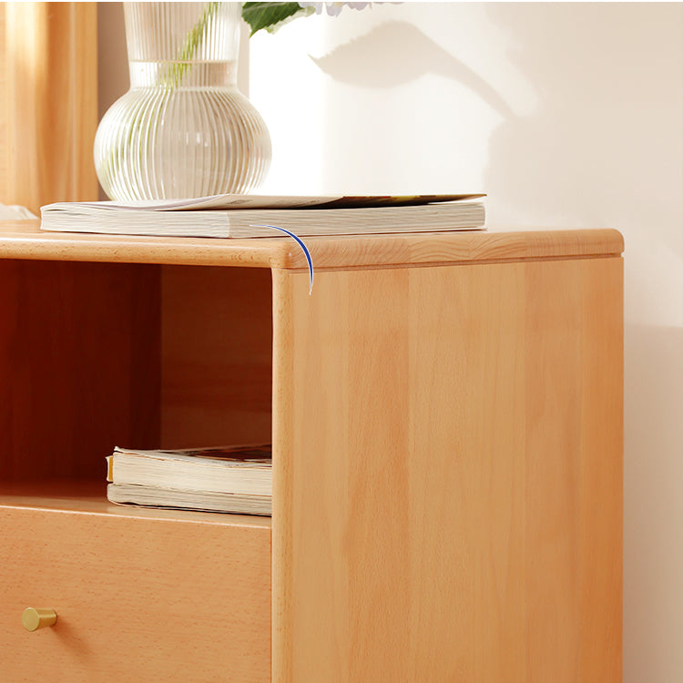Stylish Natural Beech Wood Bedside Cupboard for Modern Bedrooms fslmz-1094