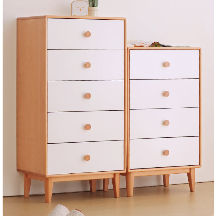 Sleek White Cabinet with Natural Beech Wood Accents - Perfect for Modern Home Decor fslmz-1096