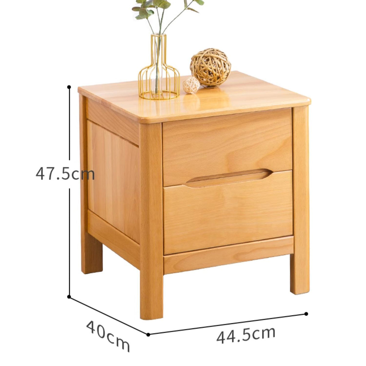 Charming Natural Brown & White Beech Wood Bedside Cupboard – Stylish Bedroom Storage Solution fslmz-1101
